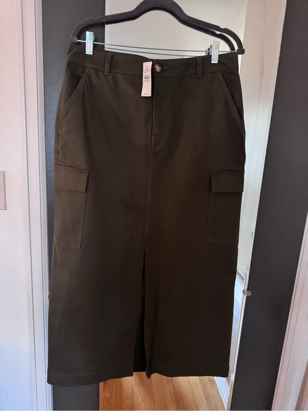Loft Olive Green Cargo Midi Skirt - Women's size 12, NWTs